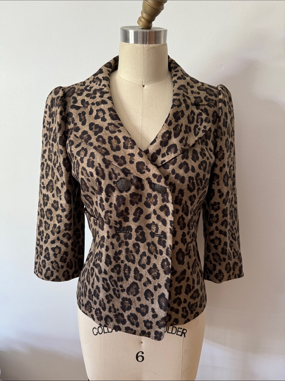 Classiques Entier Leopard Print Double-Breasted Jacket in Brown and Black
